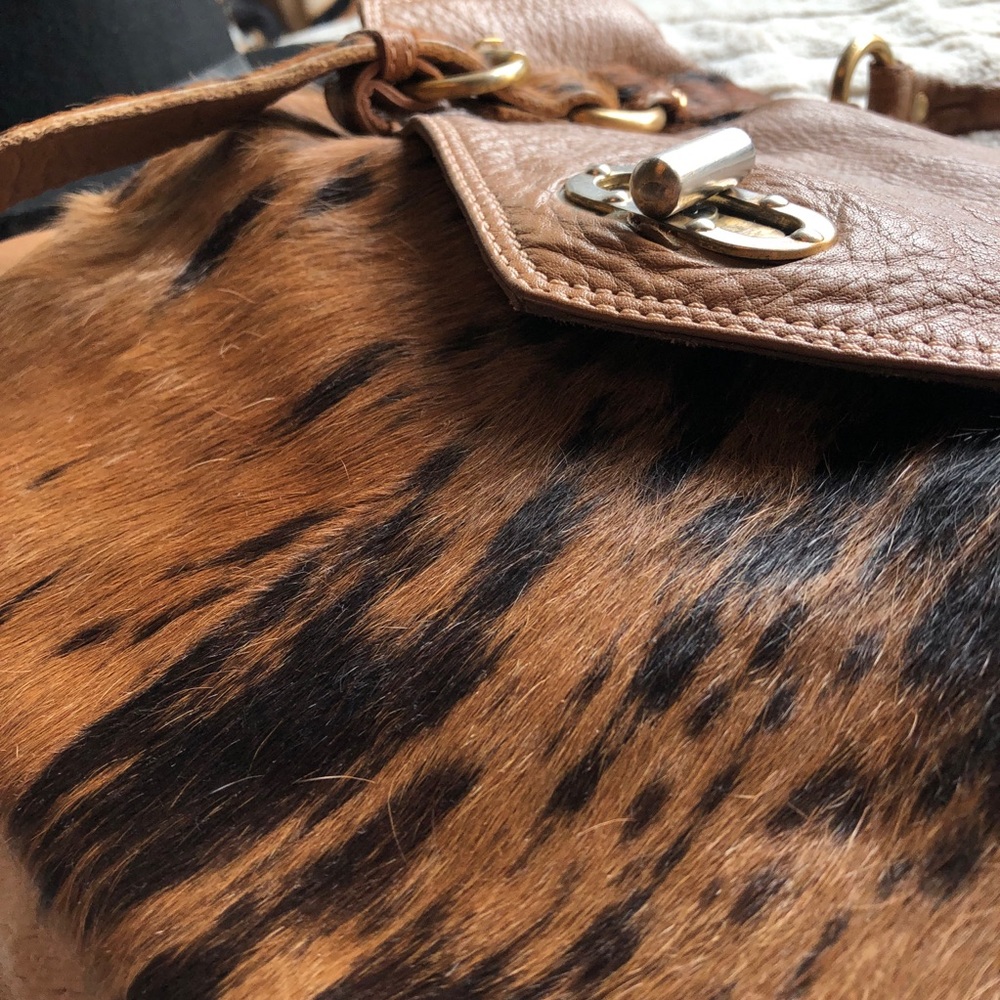 ASOS Premium Leather Bag with Leopard Print Trim - Picture 5 of 8